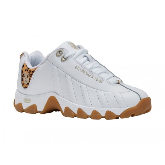 K-Swiss St329 Cmf White/Leopard/Champagne/Gum Women