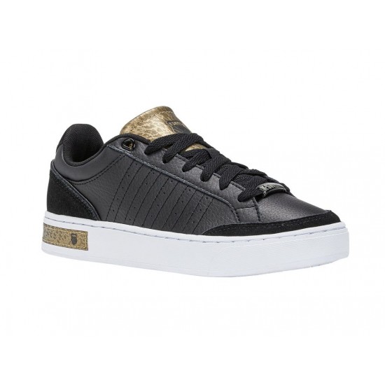 K-Swiss Court Block Black/Gold Panther Women